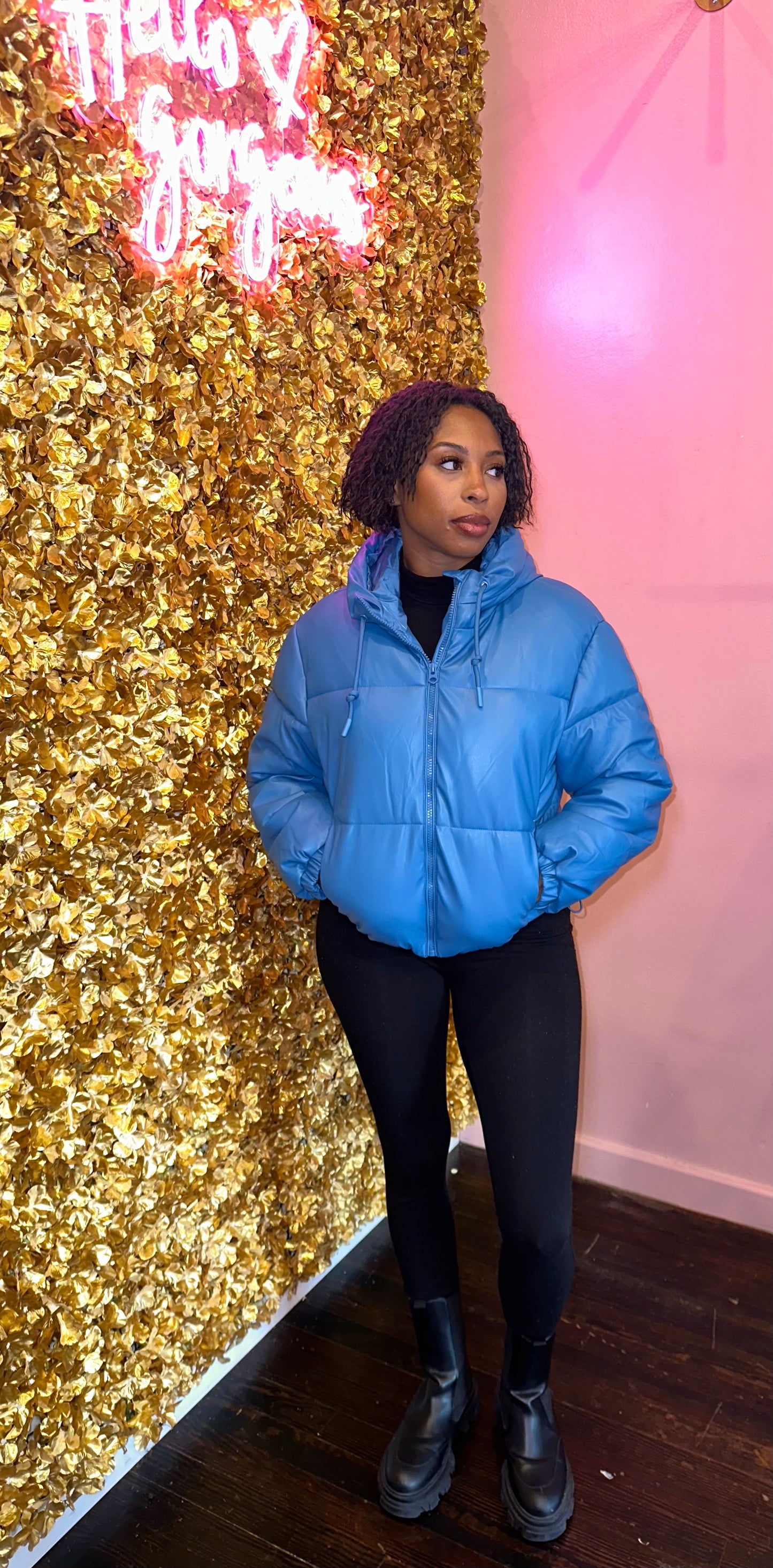 Slate Blue Puffer Coat