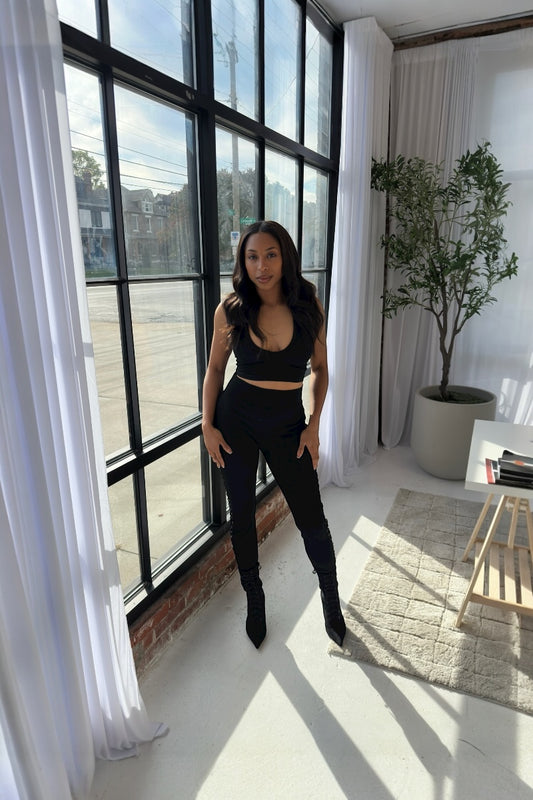 Noir Lace Up Pant Set