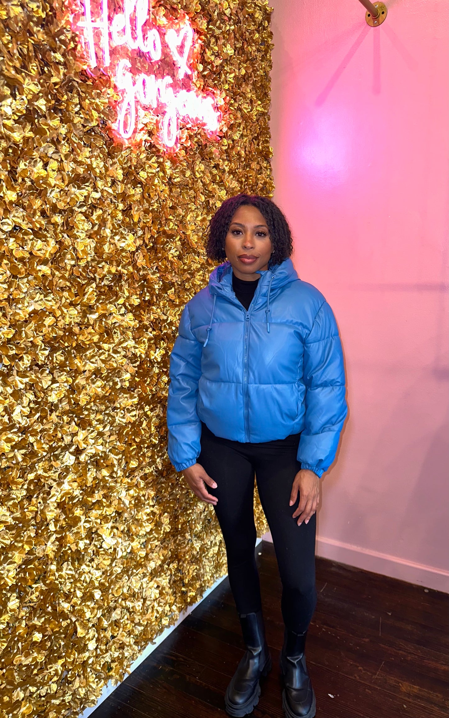 Slate Blue Puffer Coat