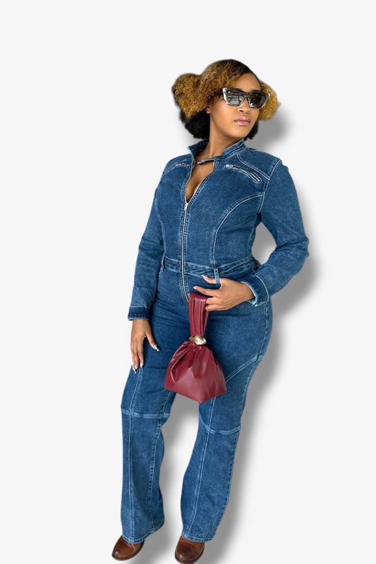  Dark Wash Denim Jumpsuit