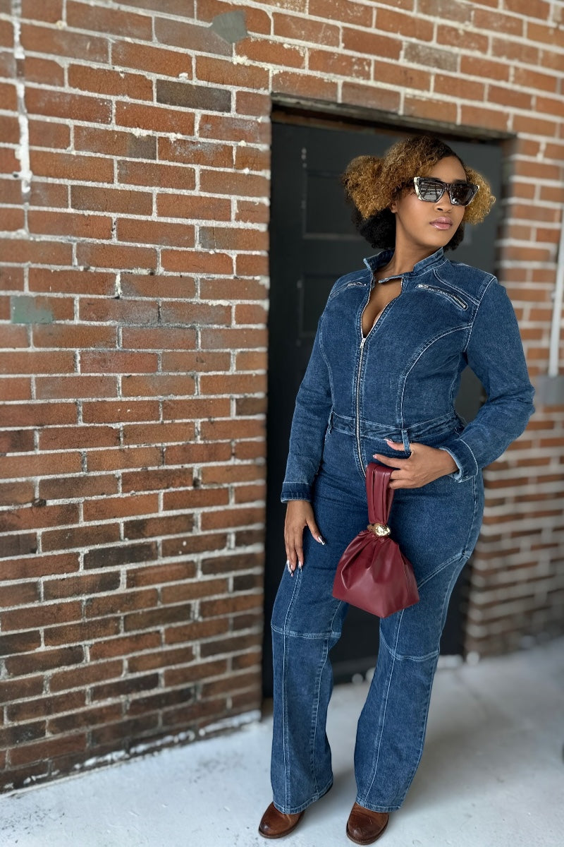  Dark Wash Denim Jumpsuit