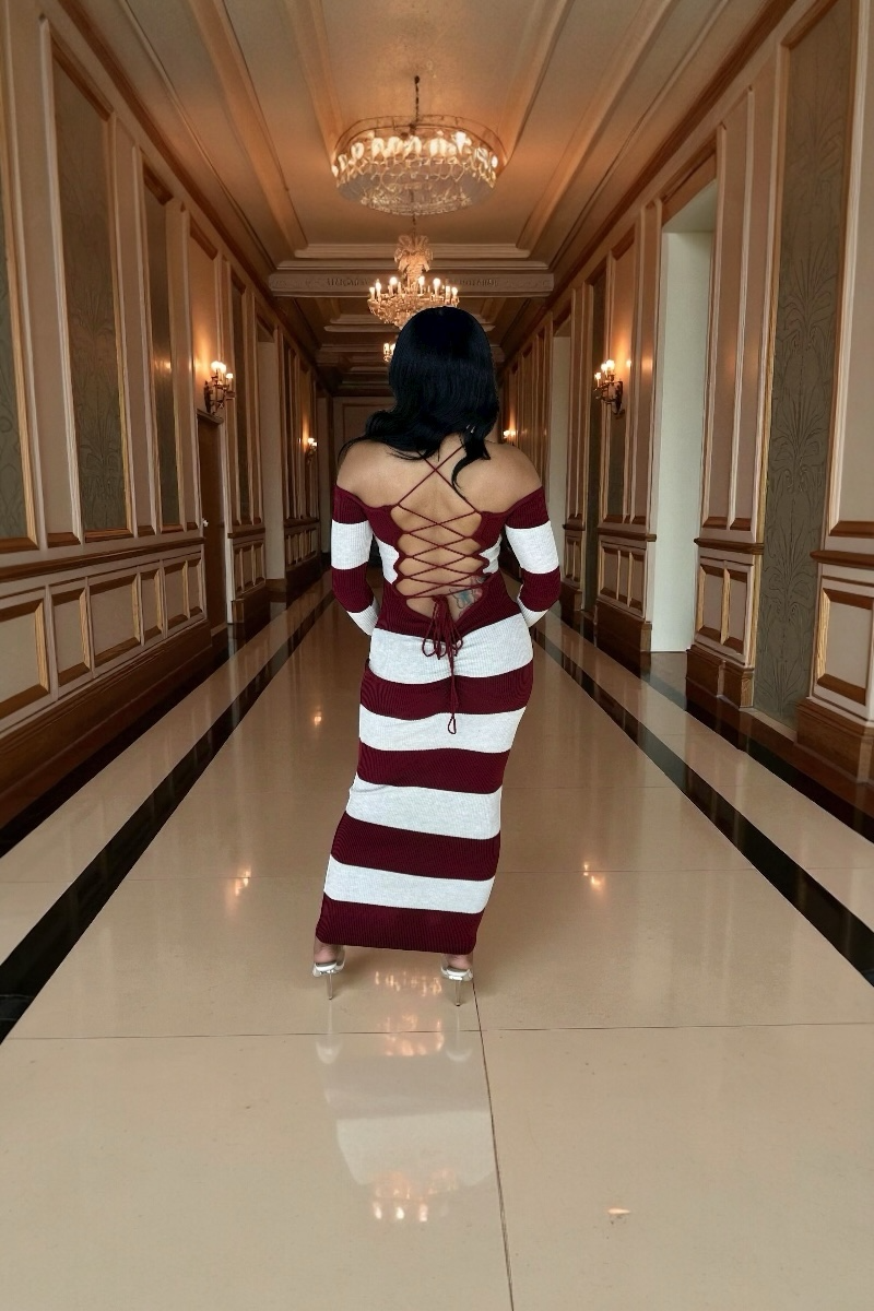 Burgundy Stripes Dress
