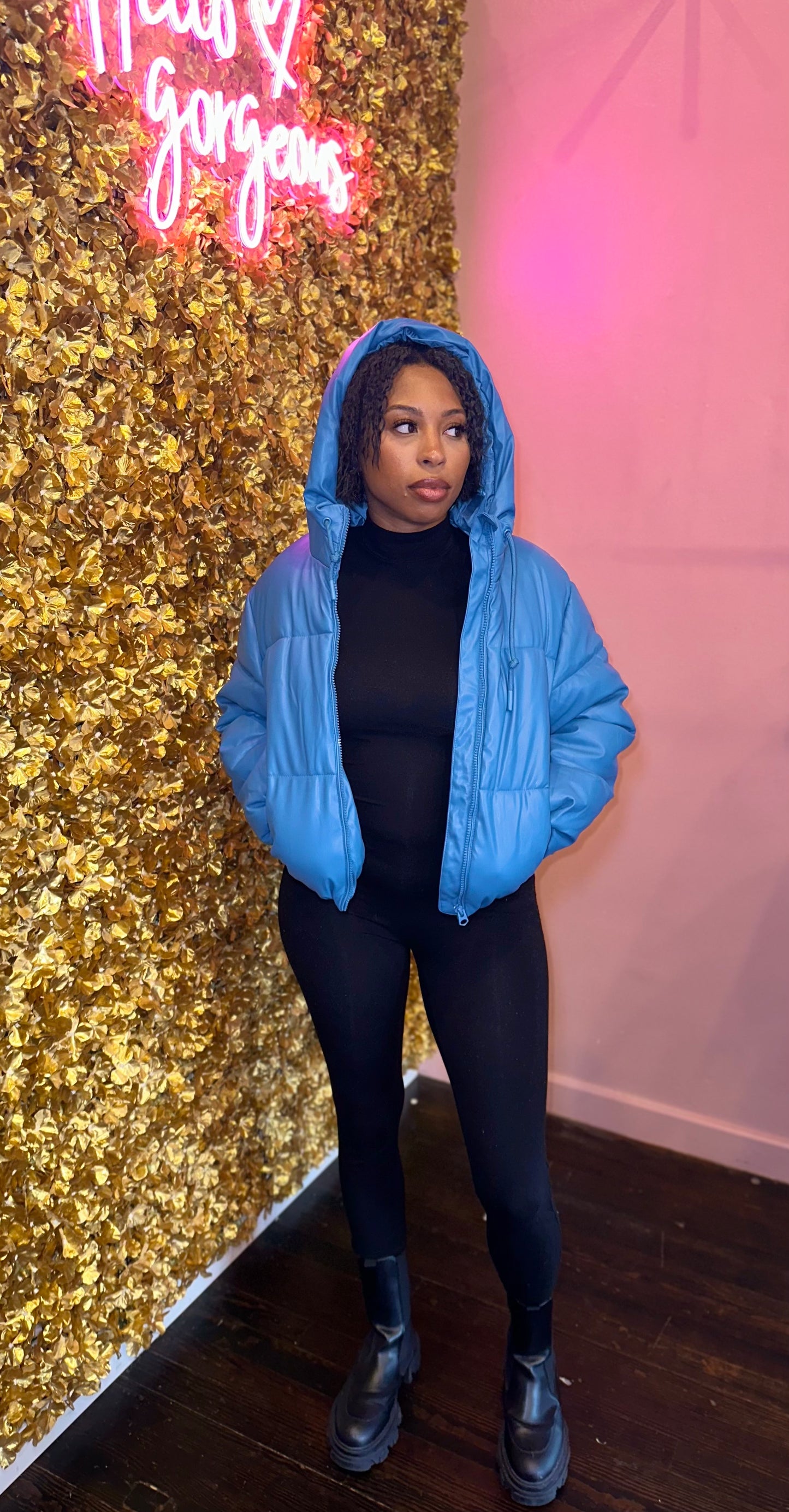 Slate Blue Puffer Coat