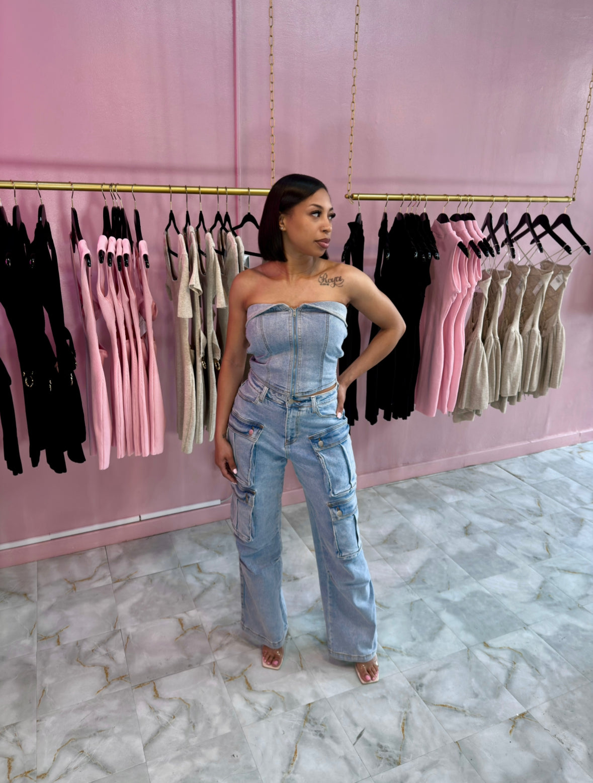 Denim Cargo Pants