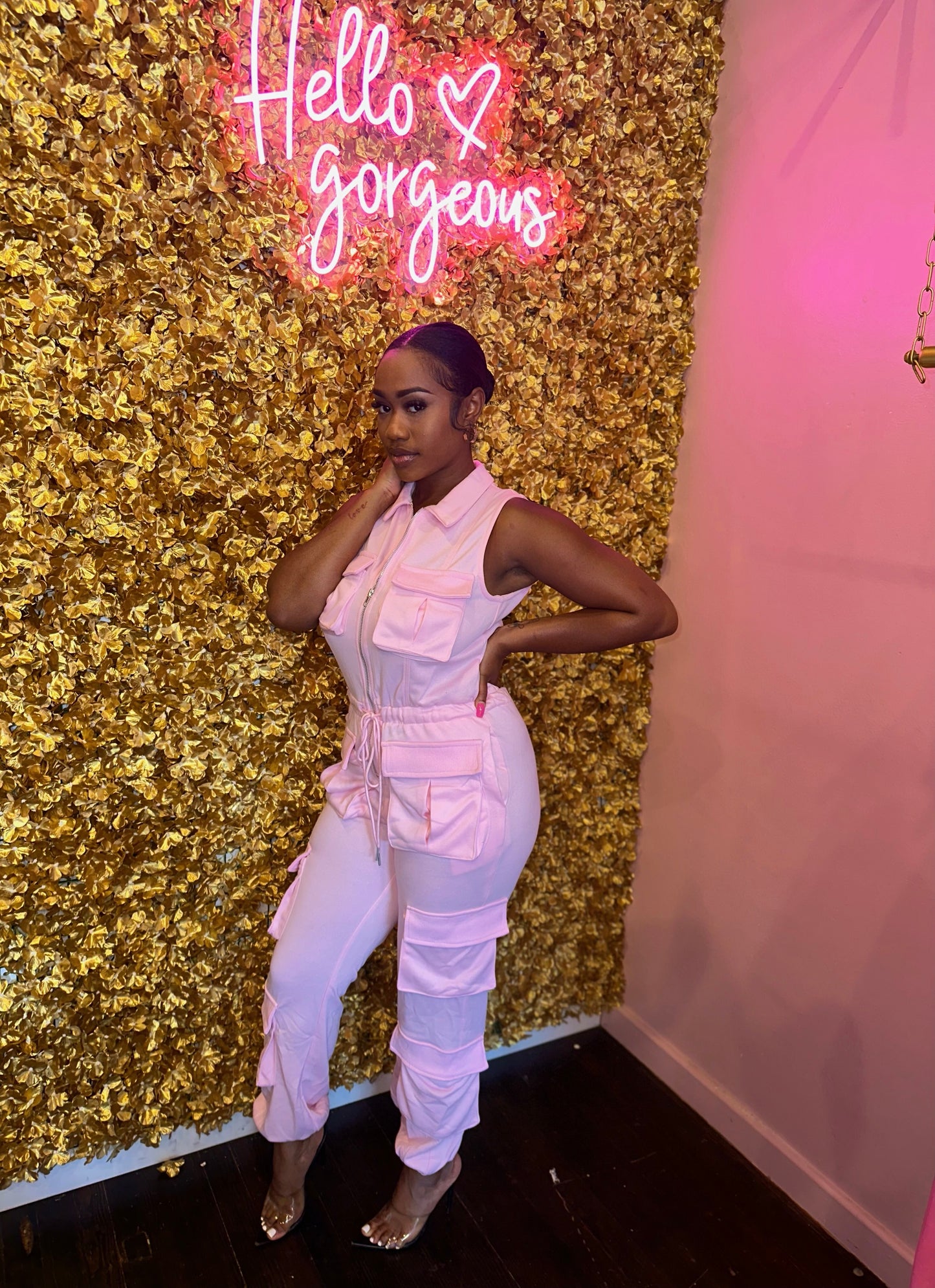 Pretty In Pink Cargo Jumpsuit