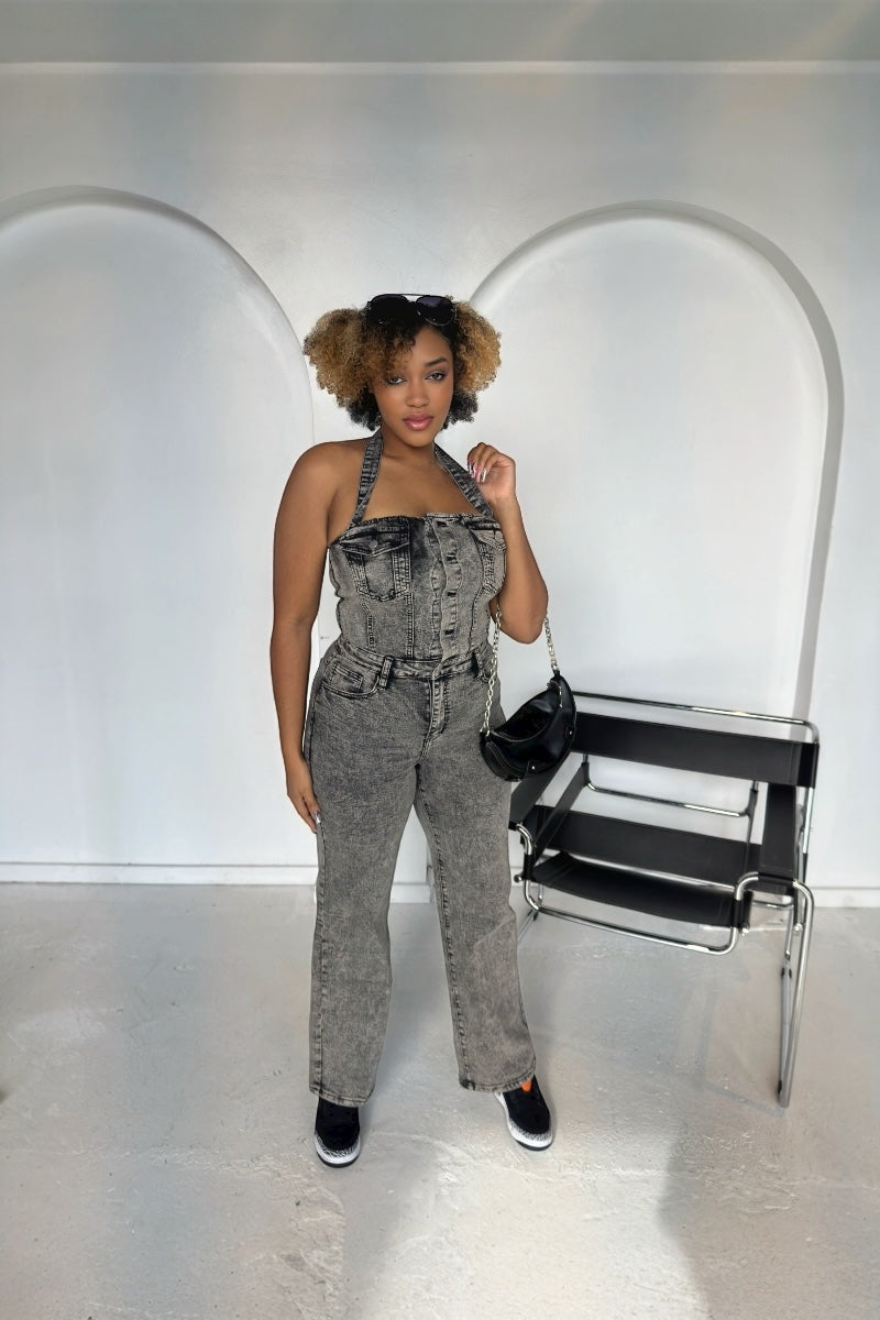 Dark Washed Denim Jumpsuit