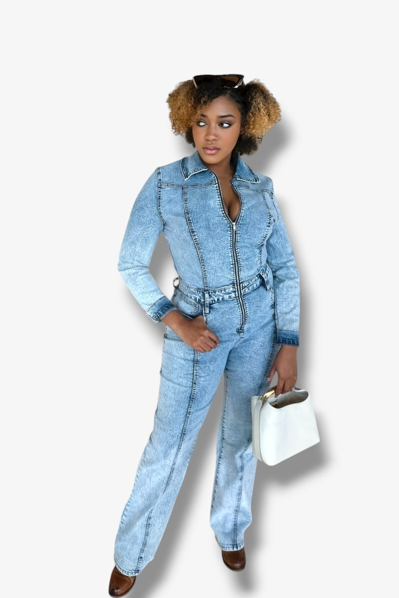 Light Wash Denim Jumpsuit