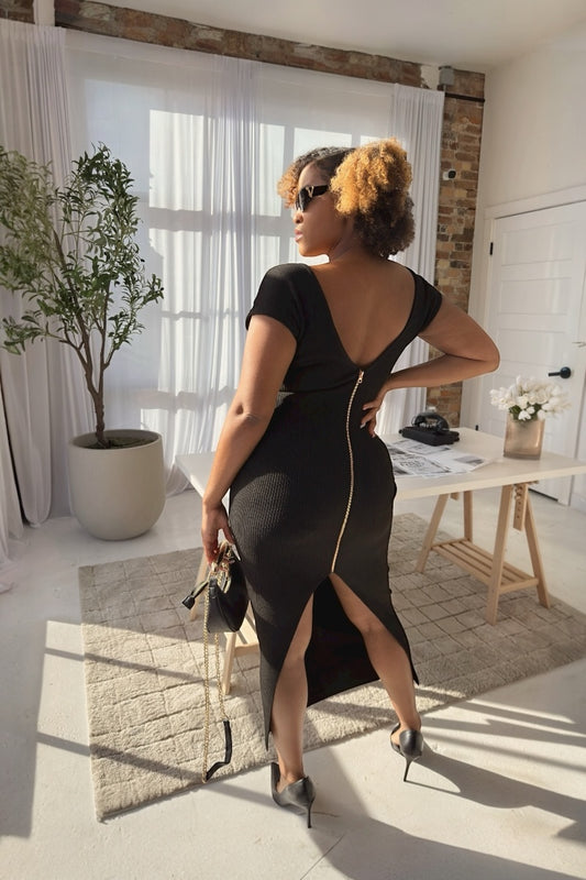 Noir Luxe Zip Dress