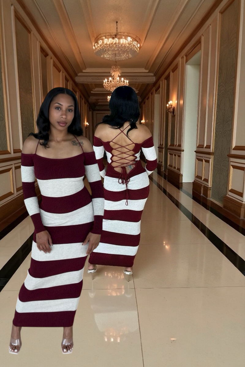 Burgundy Stripes Dress