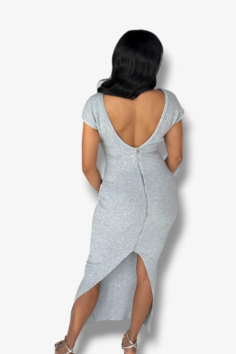 Grey Luxe Zip Dress