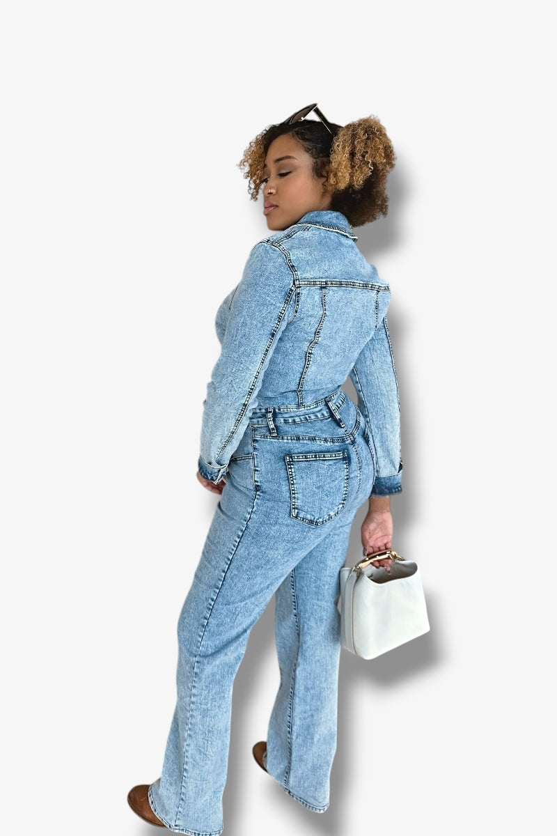 Light Wash Denim Jumpsuit