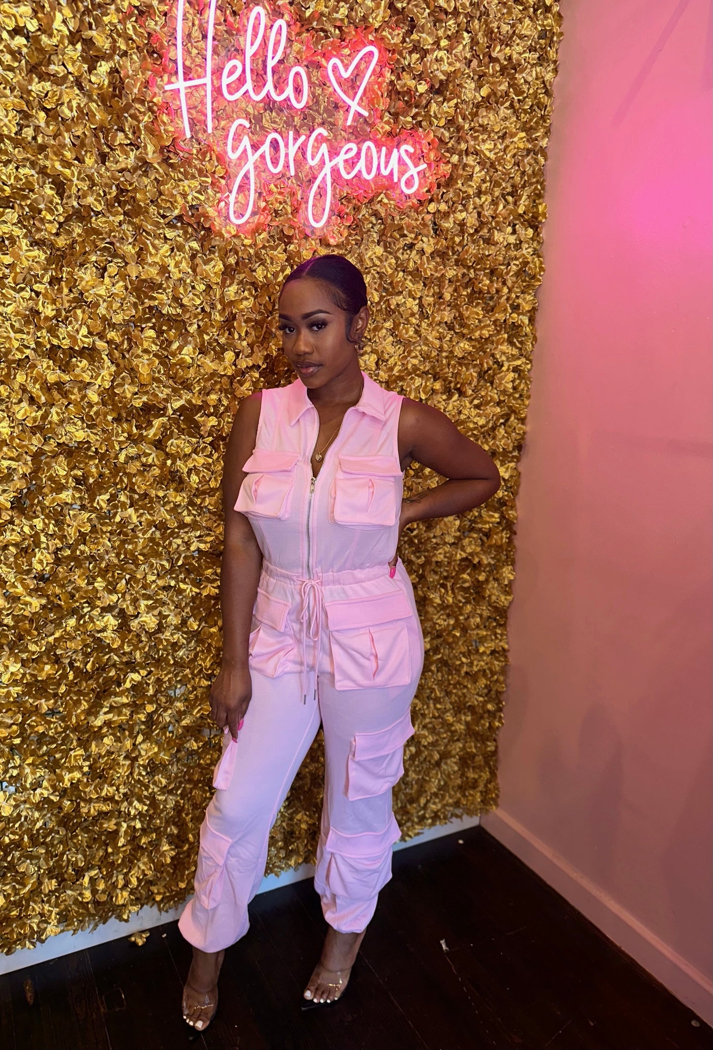 Pretty In Pink Cargo Jumpsuit