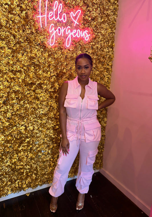 Pretty In Pink Cargo Jumpsuit